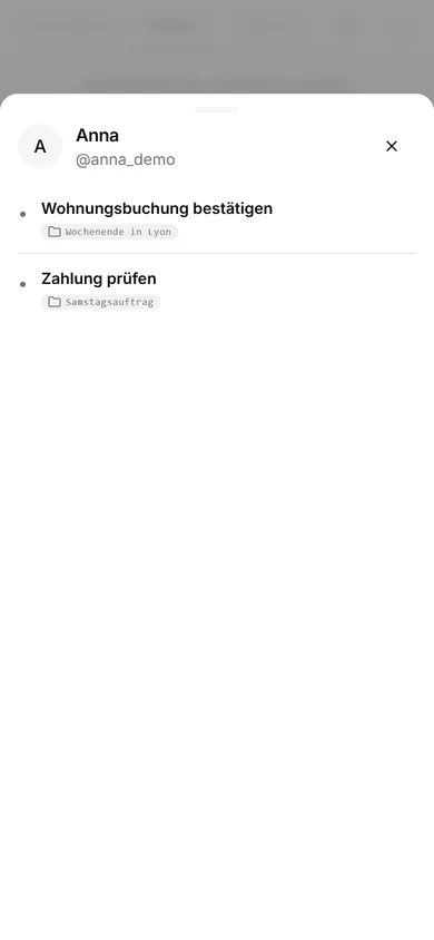 TasksNet-Oberfläche: Aufgabe bearbeiten — Reise und Auftrag getrennt halten