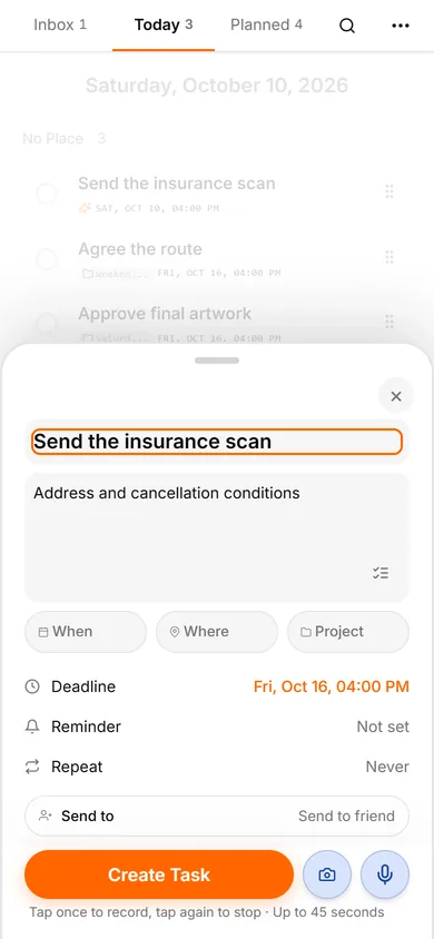 TasksNet interface: Forward the request and review the draft