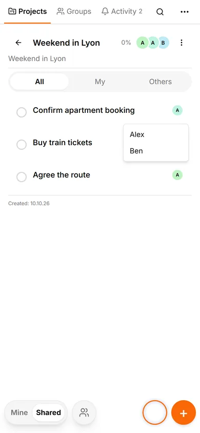 TasksNet interface: Edit Task — Assign actions with a clear finish