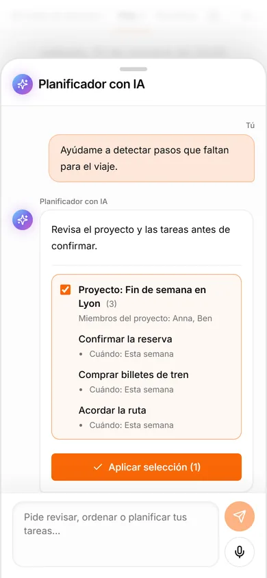 Asistente IA de TasksNet: Detecta pasos que faltan antes de crear el proyecto