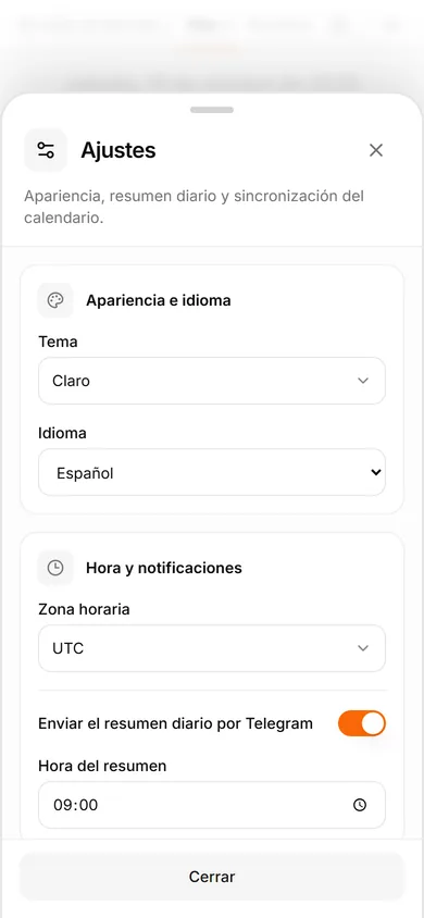 Interfaz de TasksNet: Ajustes — Cuatro comprobaciones antes de guardar