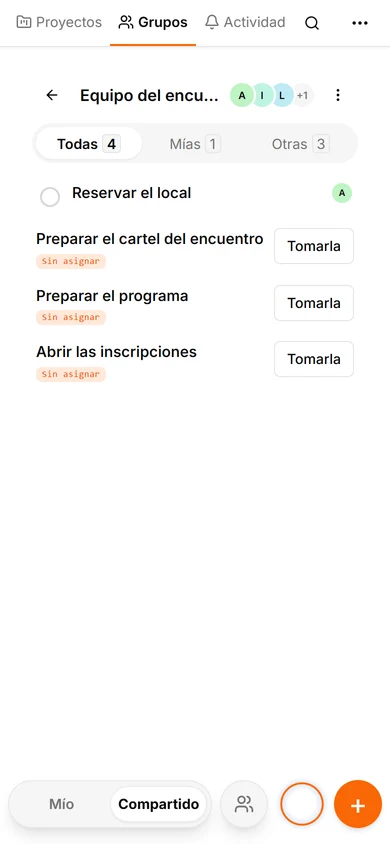 Cuatro tareas del encuentro en el grupo, tres aún sin asignar