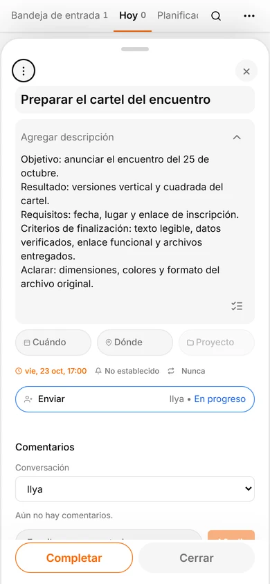 La autora ve que Ilya ha aceptado la tarea del cartel