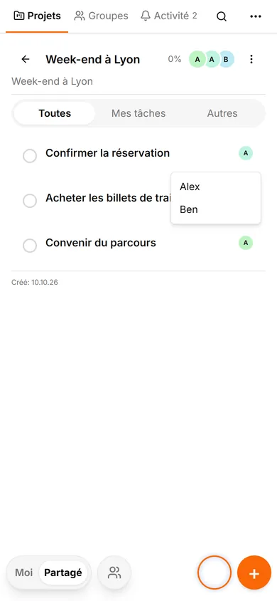 Interface TasksNet: Modifier la tâche — Convenir de la responsabilité