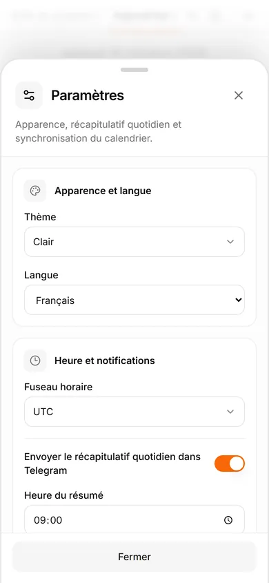 Interface TasksNet: Paramètres — Quatre vérifications avant l'enregistrement