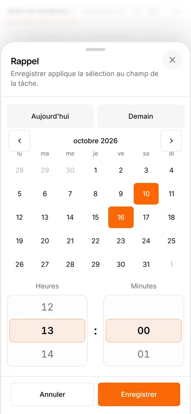 Interface TasksNet: Quand — Distinguer échéance et rappel